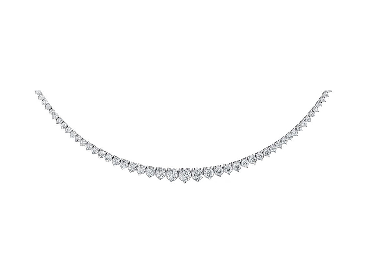 16″ Graduated 3-Prong Diamond Tennis Necklace – diamond jewellery by Bhakti Diamonds