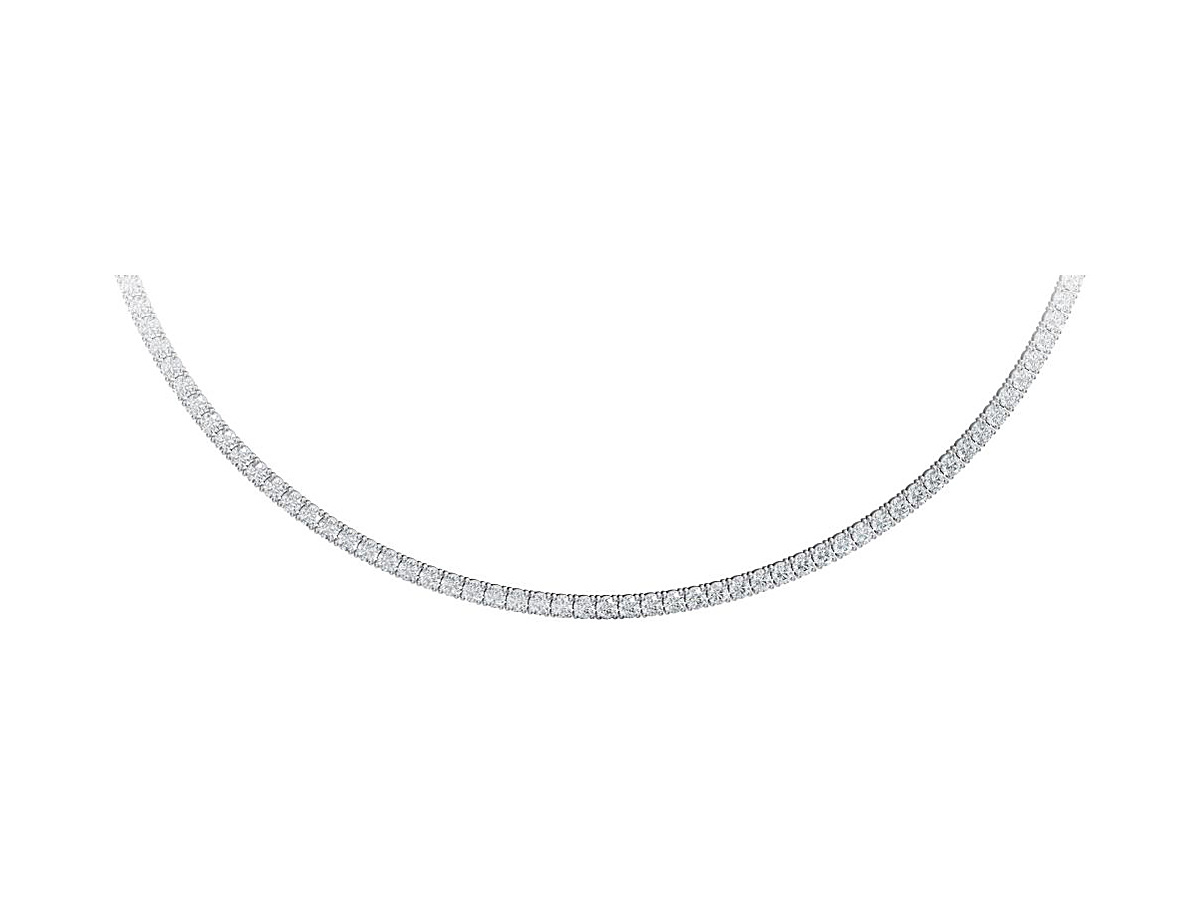 17″ Straight-Line 4-Prong Tennis Necklace – diamond jewellery by Bhakti Diamonds