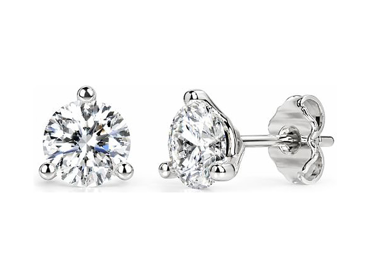 Round Diamond Three-Prong Martini Stud Earrings – diamond jewellery by Bhakti Diamonds